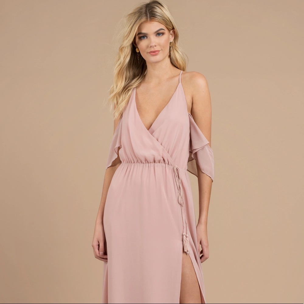 Wedding Guest Dress: Rose Cold-shoulder Maxi Dress